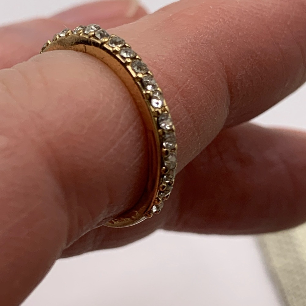 Delicate Gold Tone Eternity Band Ring - Clear Rhinestone Crystals Size 5 - Picture 3 of 6